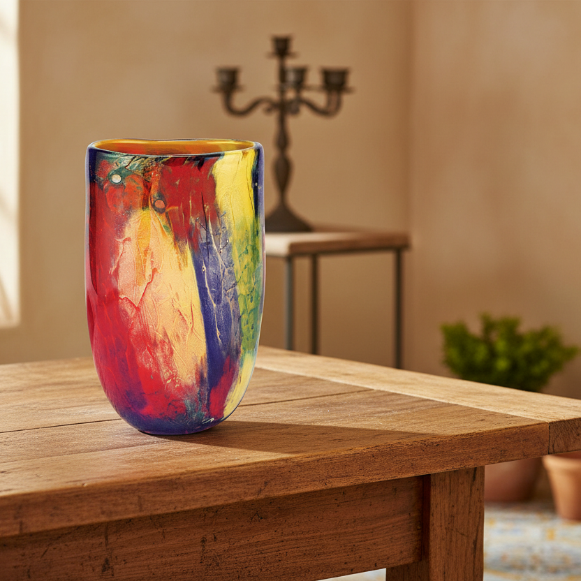 7" Multi-Color Glass Vase