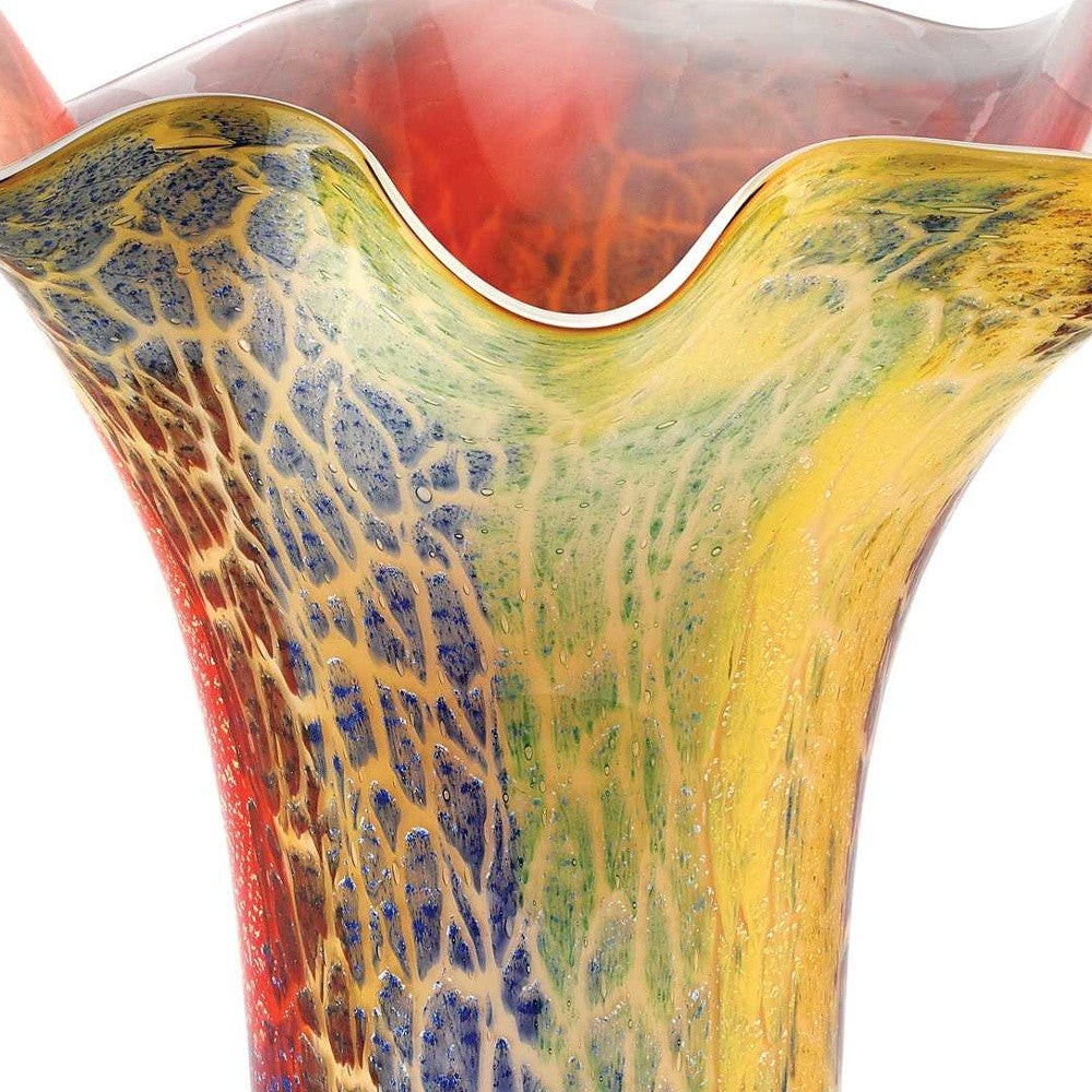 17" Yellow and Red Tulip Vase