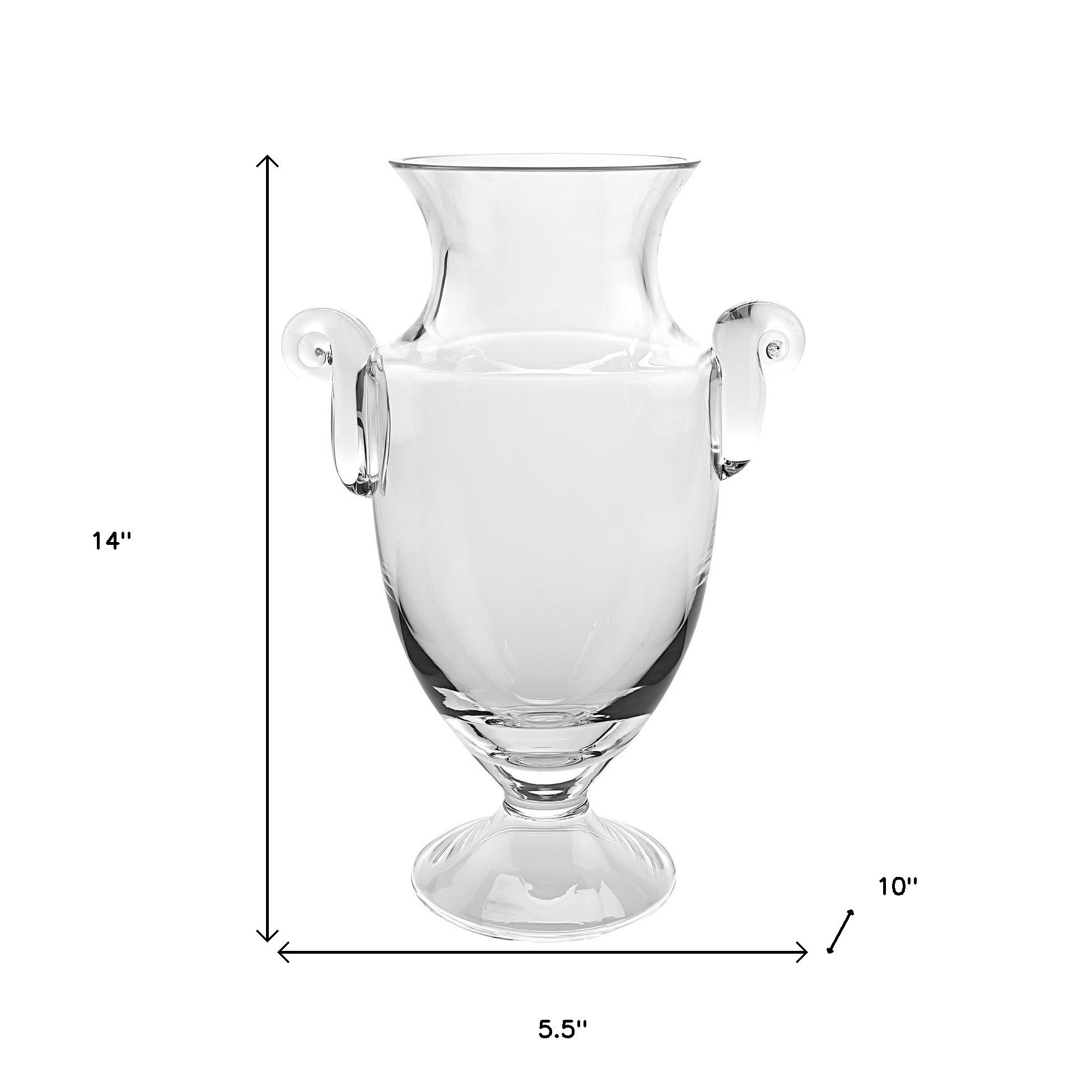 14" Mouth Blown Crystal Urn Vase