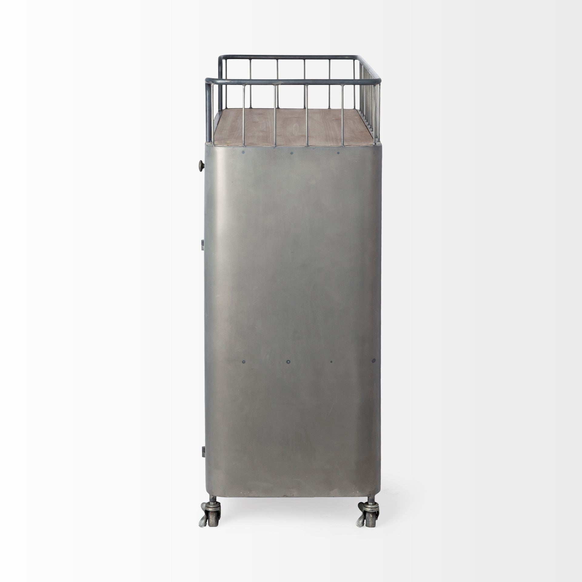 35" Gray Industrial Rolling Bar Cart