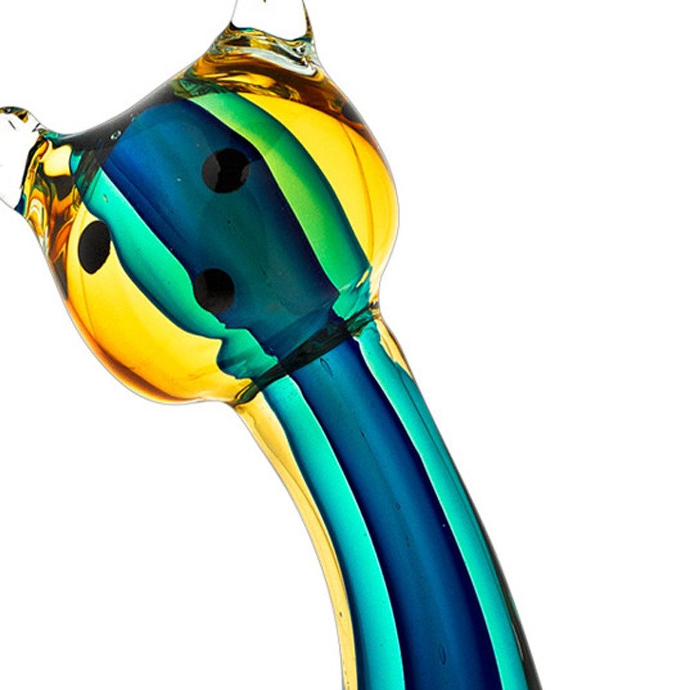 12" Yellow, Green, and Black Murano Glass Cat Sculpture