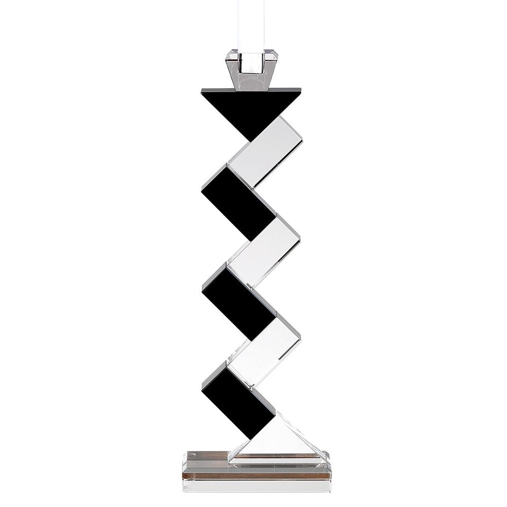 15" Black Crystal Geometric Pillar Candle Holder