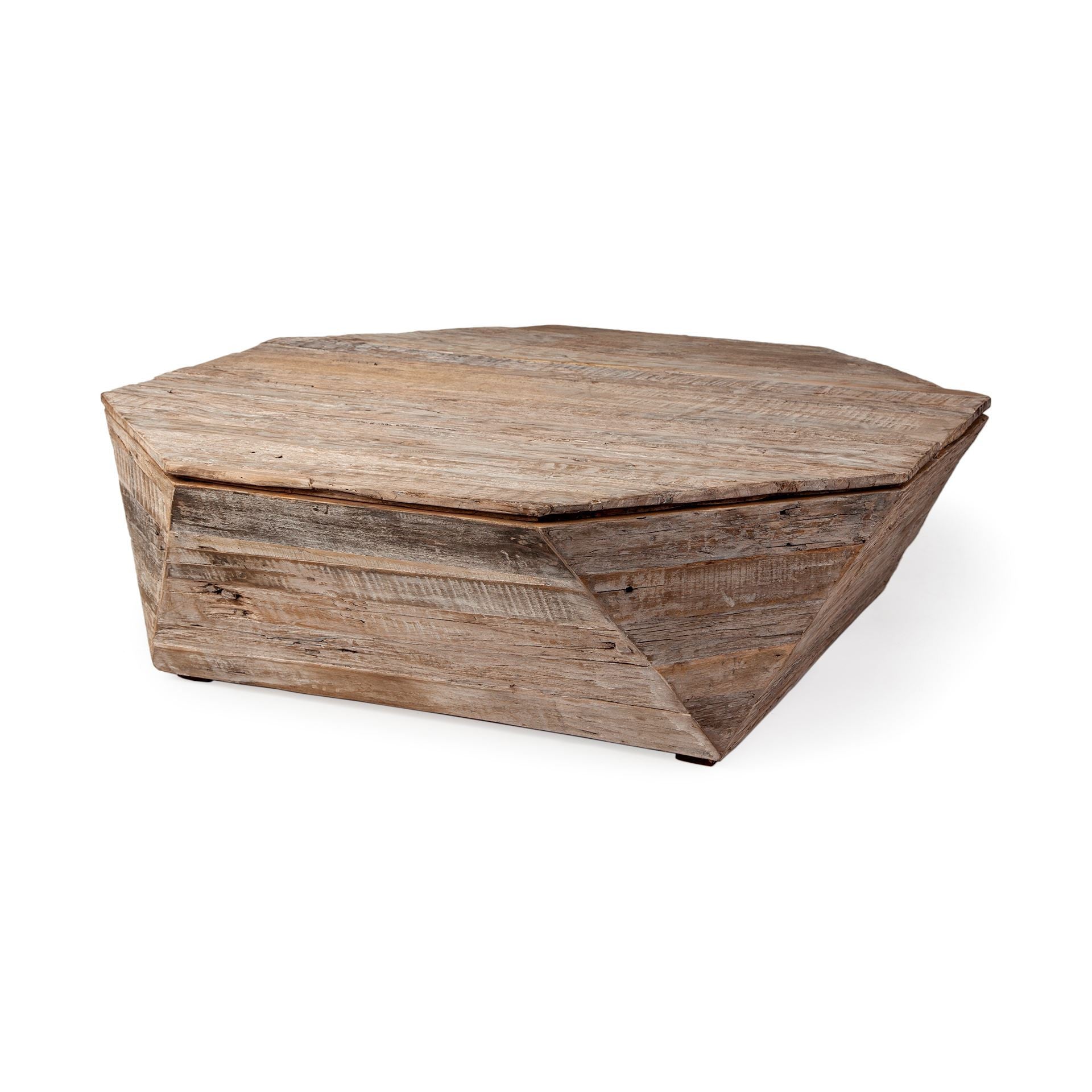 49" Natural Wood Octagon Lift Top Coffee Table