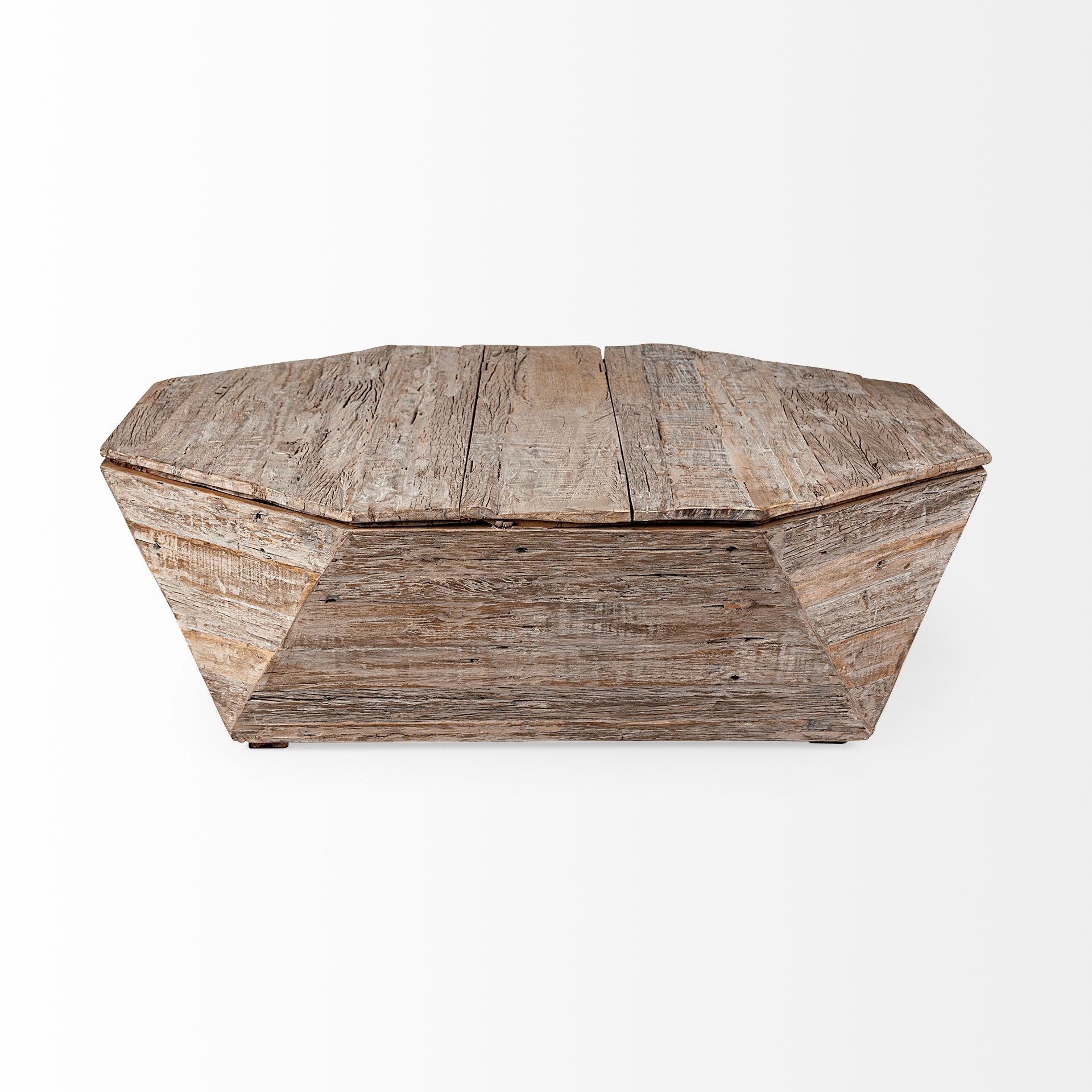 49" Natural Wood Octagon Lift Top Coffee Table