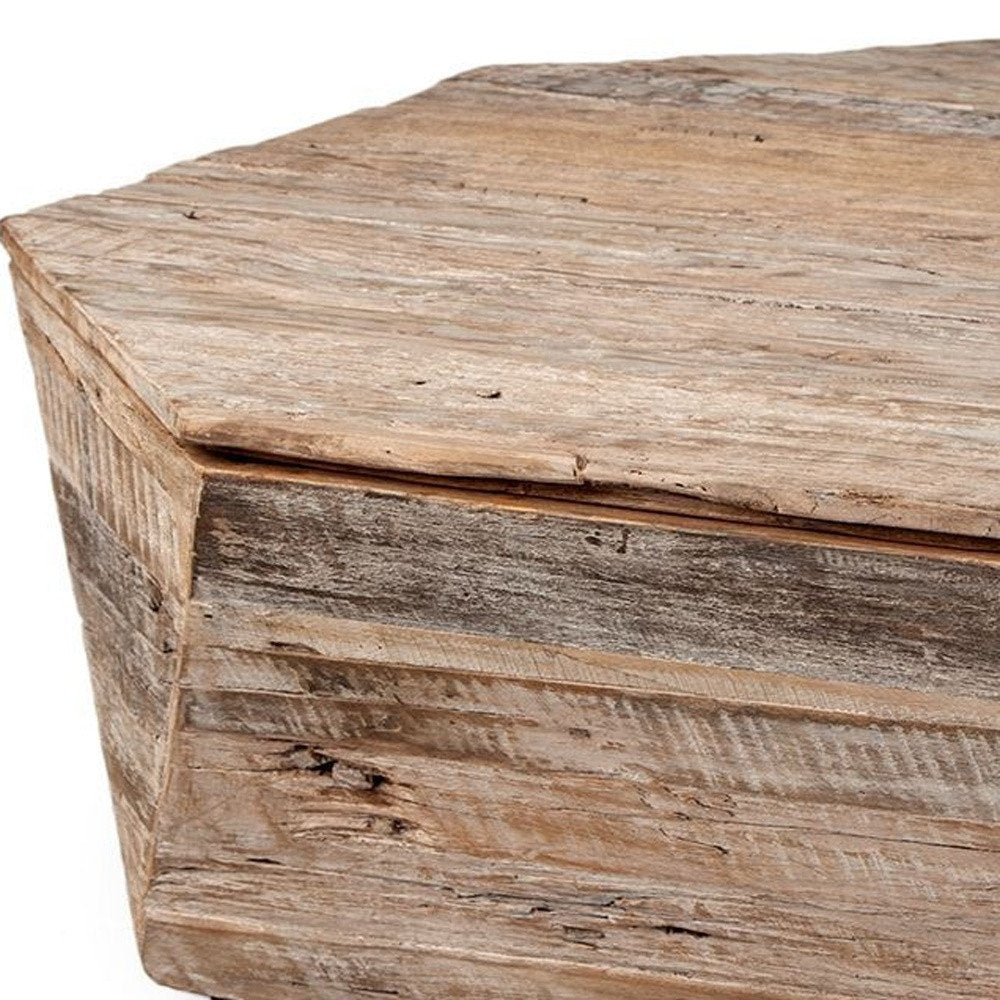 49" Natural Wood Octagon Lift Top Coffee Table
