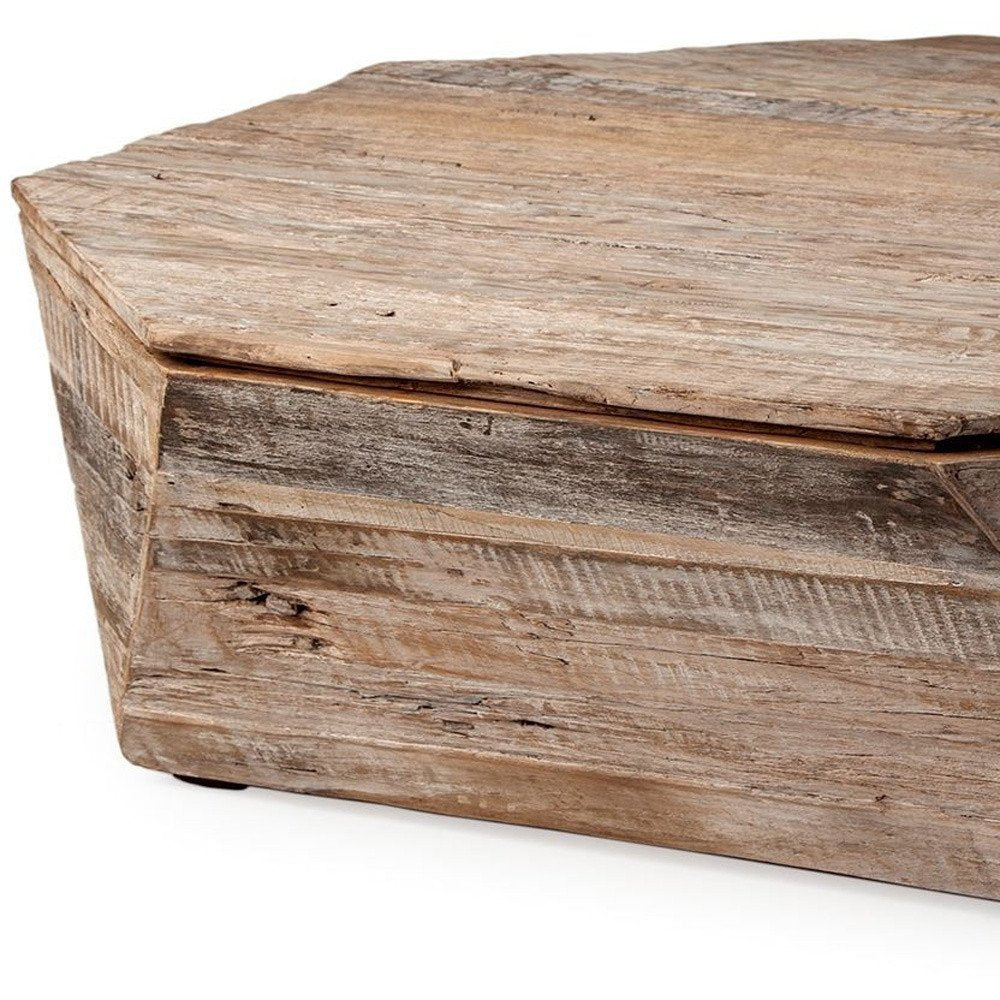 49" Natural Wood Octagon Lift Top Coffee Table