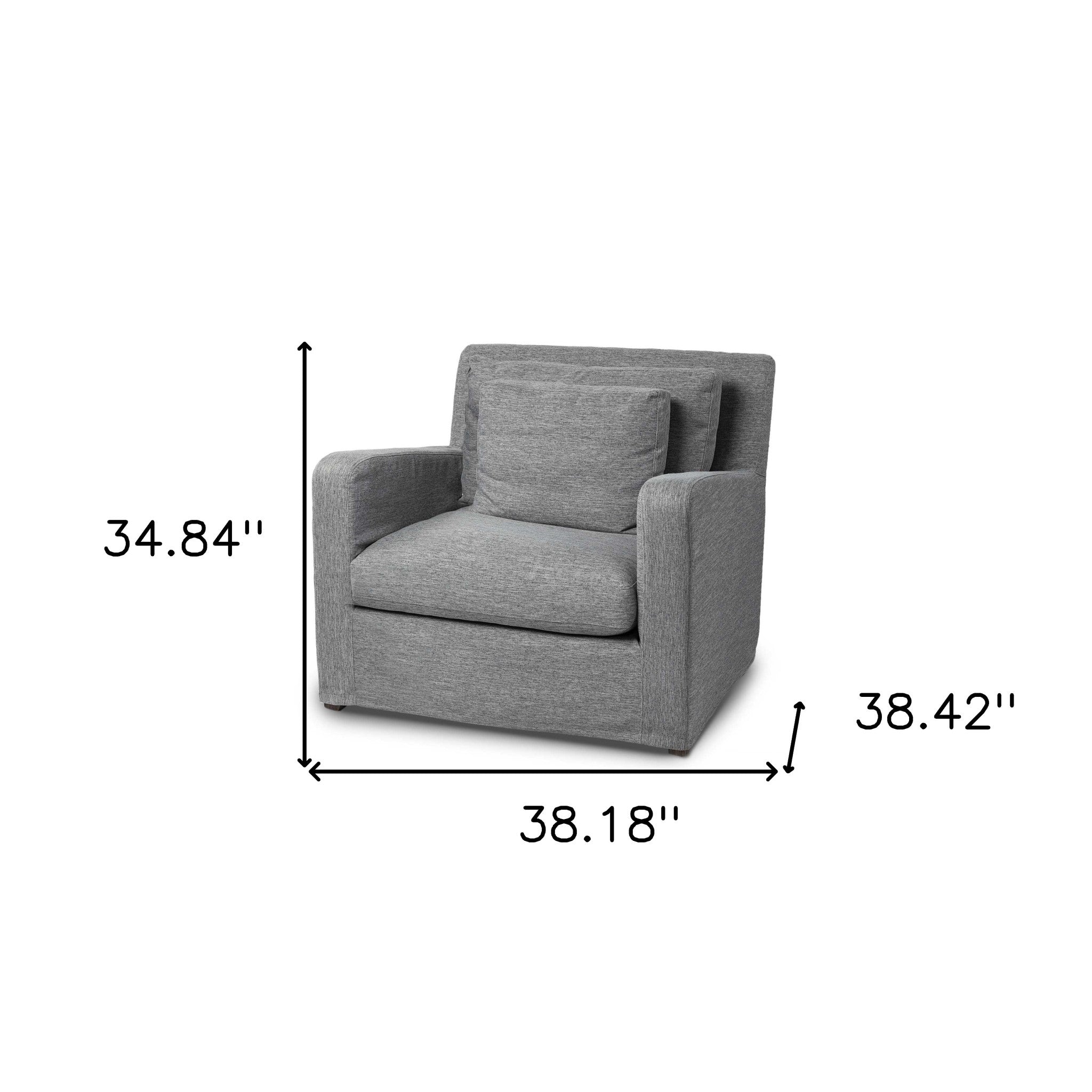 38" Slipcover Linen Slope Arm Chair
