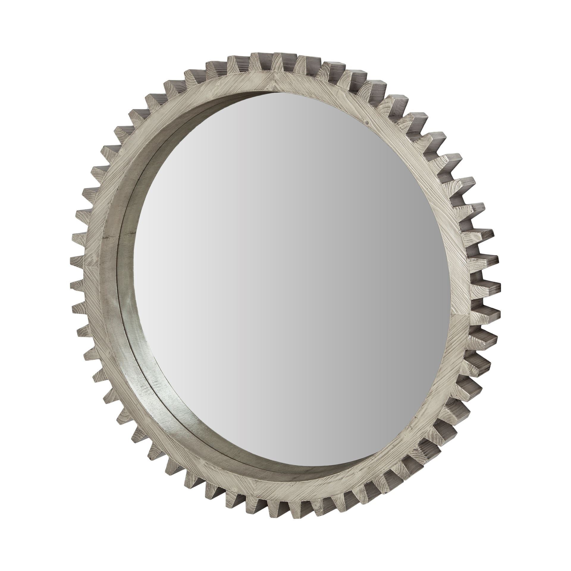 44" Silver Wood Gear Accent Mirror