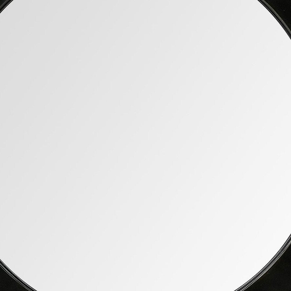 26" Black Cog Round Metal Mirror