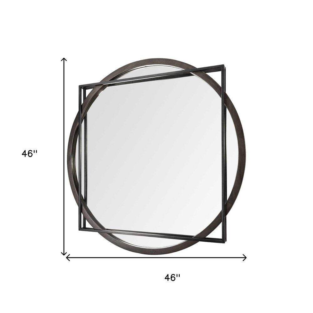 46" Black Inscribed Square Mirror