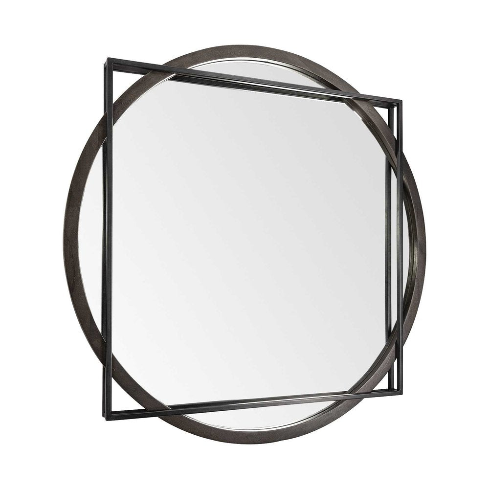46" Black Inscribed Square Mirror