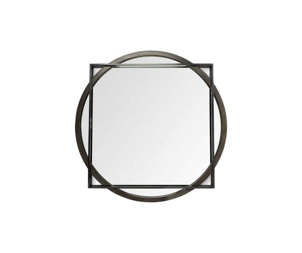 46" Black Inscribed Square Mirror