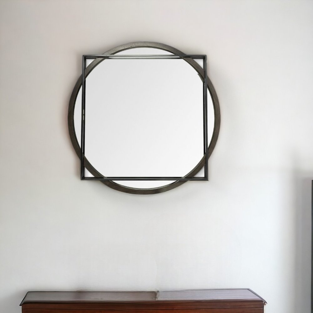 46" Black Inscribed Square Mirror