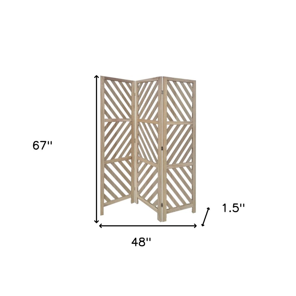 67" Brown Paulownia Wood Folding Divider