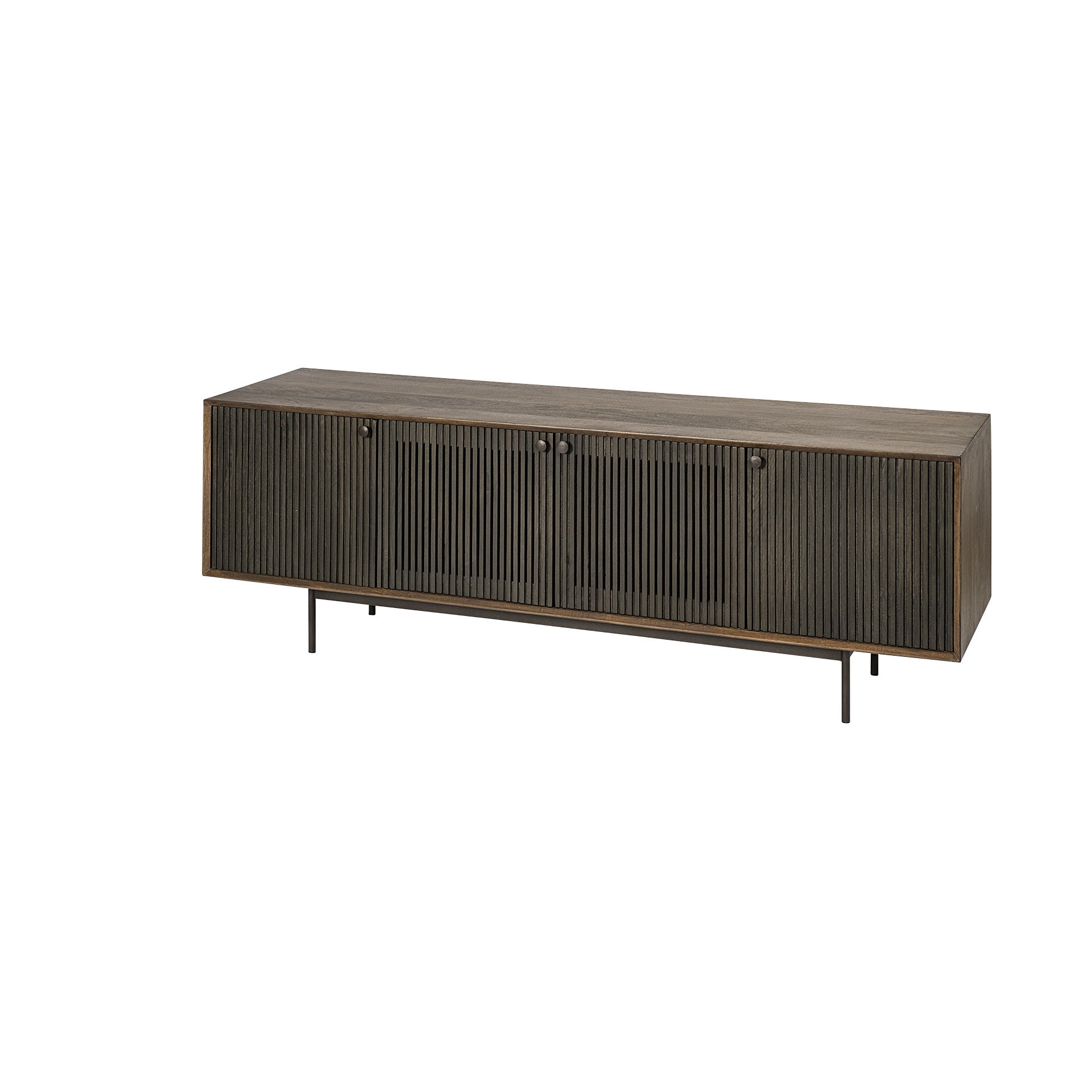 72" Brown Mid-Century Fluted Wood Sideboard