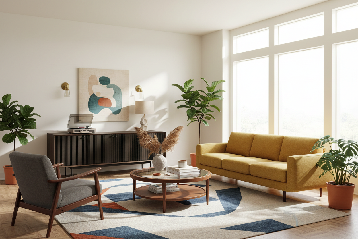 72" Brown Mid-Century Fluted Wood Cabinet