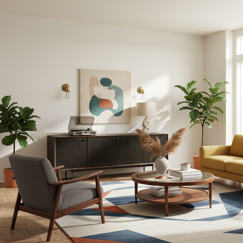 72" Brown Mid-Century Fluted Wood Sideboard