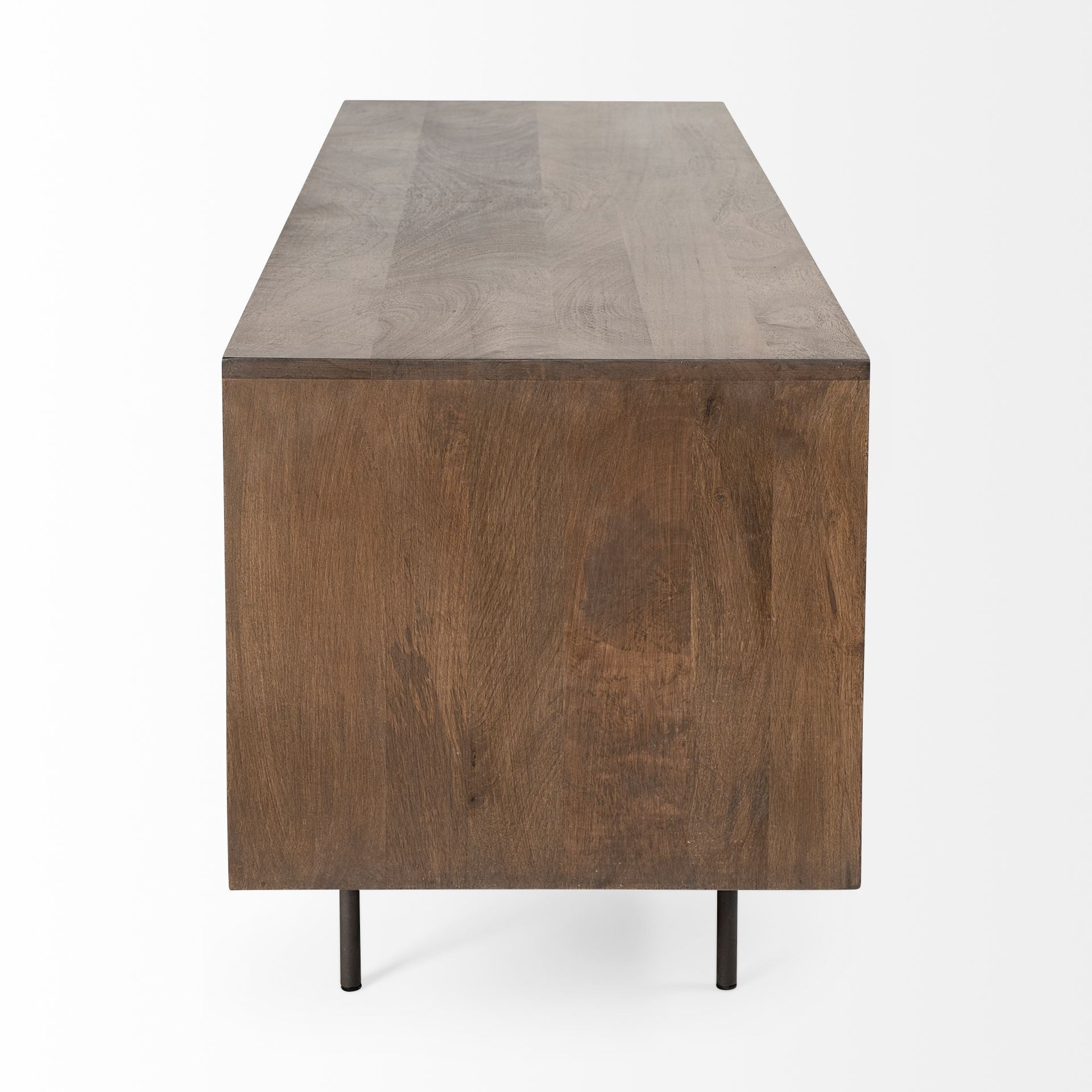 72" Brown Mid-Century Fluted Wood Sideboard