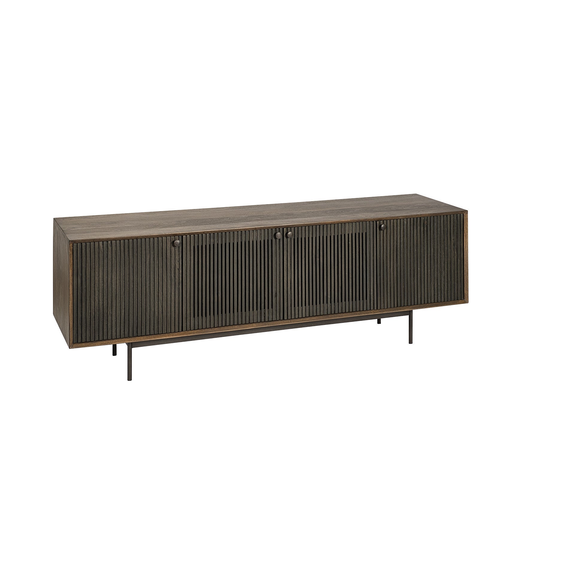 72" Brown Mid-Century Fluted Wood Sideboard