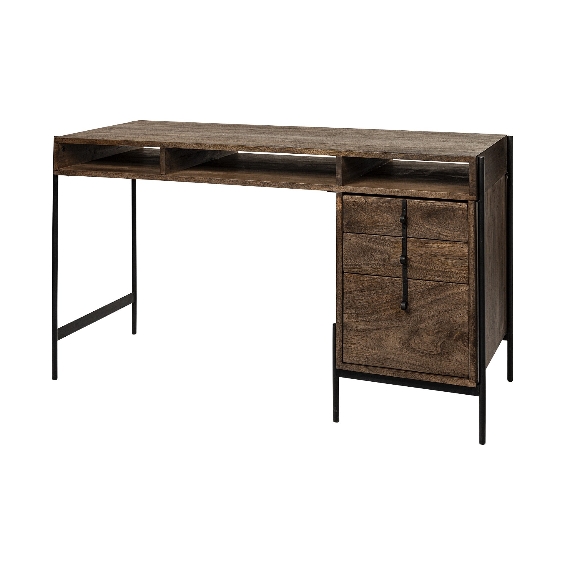 55" Brown Rustic Wood Writing Desk