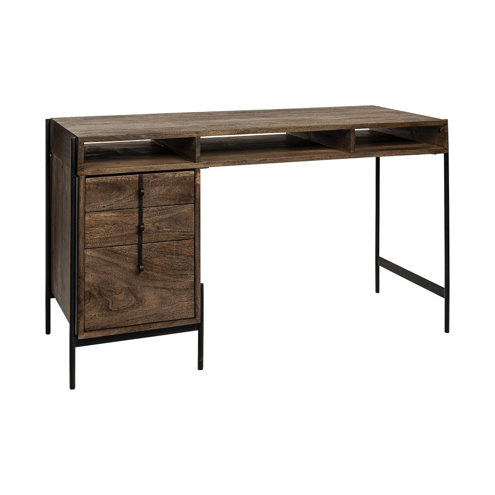 55" Brown Rustic Wood Writing Desk