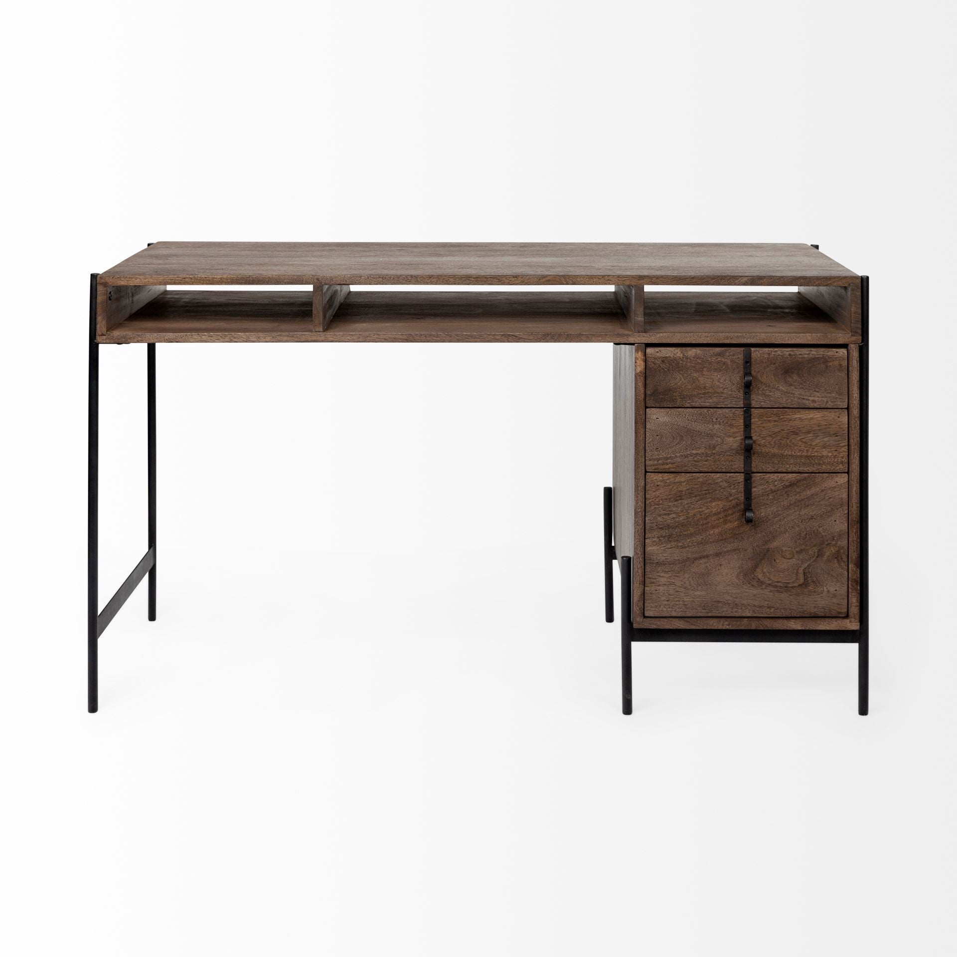55" Brown Rustic Wood Writing Desk