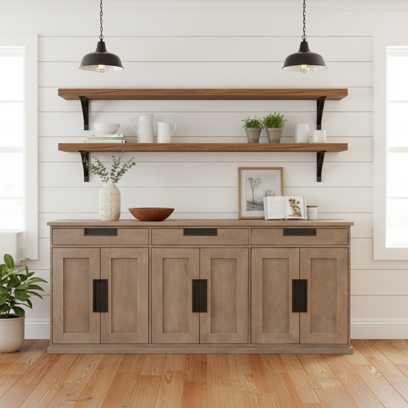 81" Mango Wood 3 Cabinet Sideboard