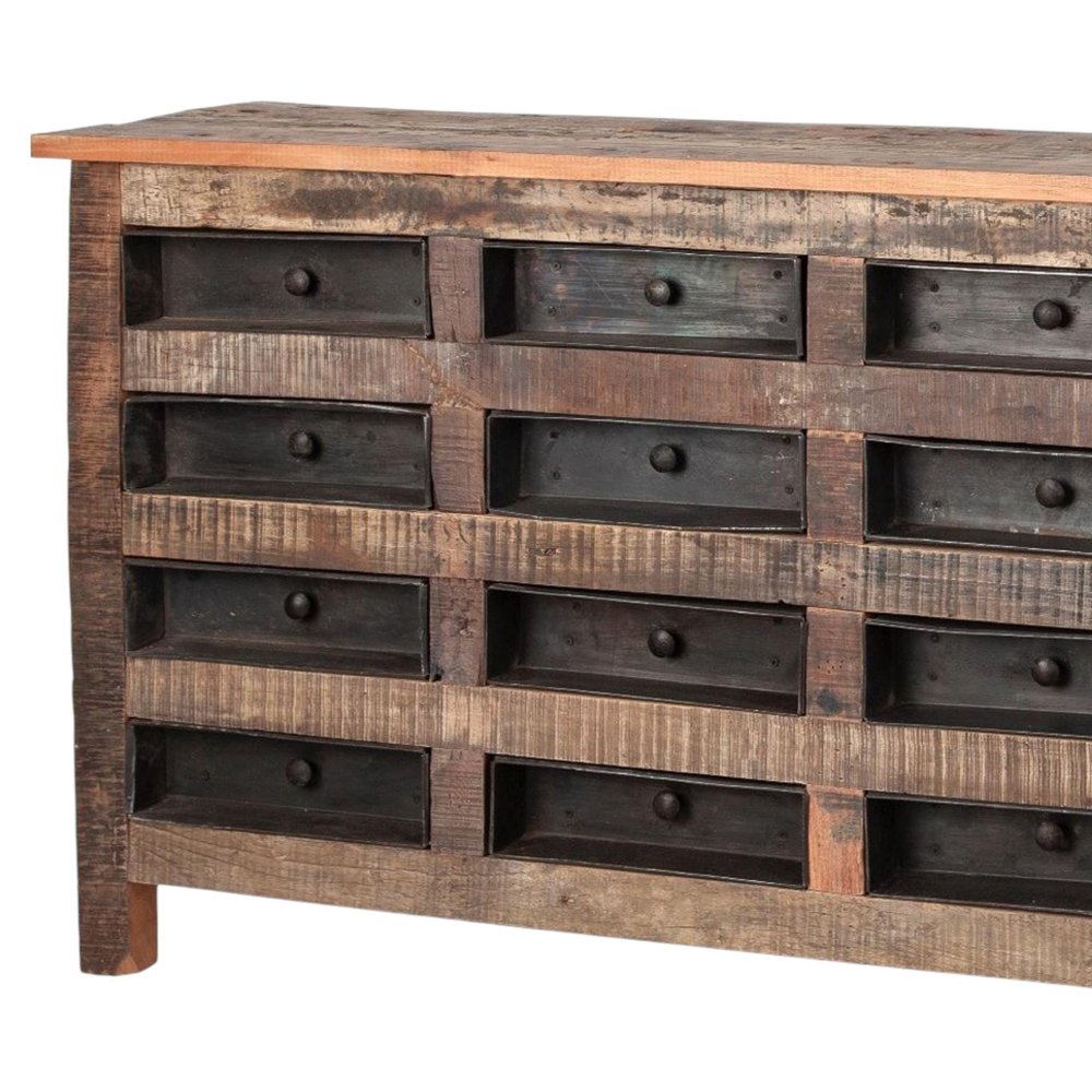 63" Brown Coastal Drawer Sideboard
