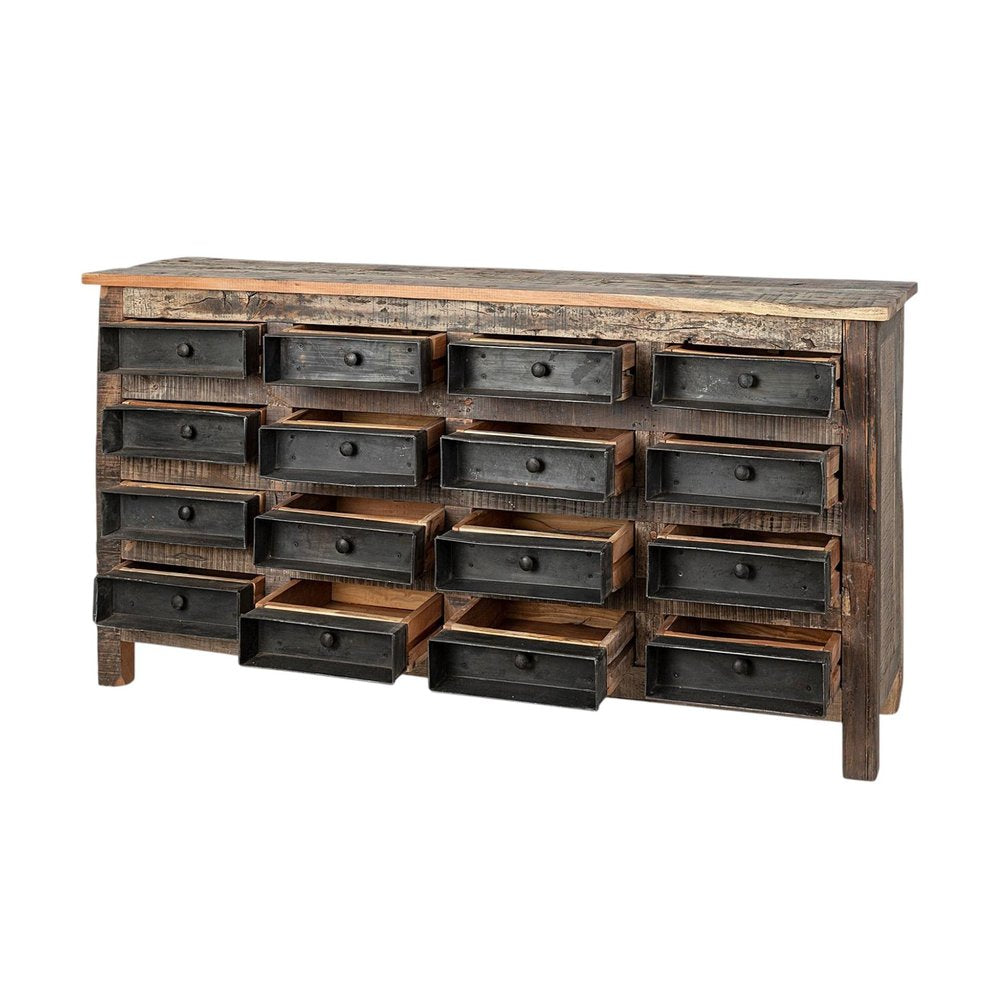 63" Brown Coastal Drawer Sideboard