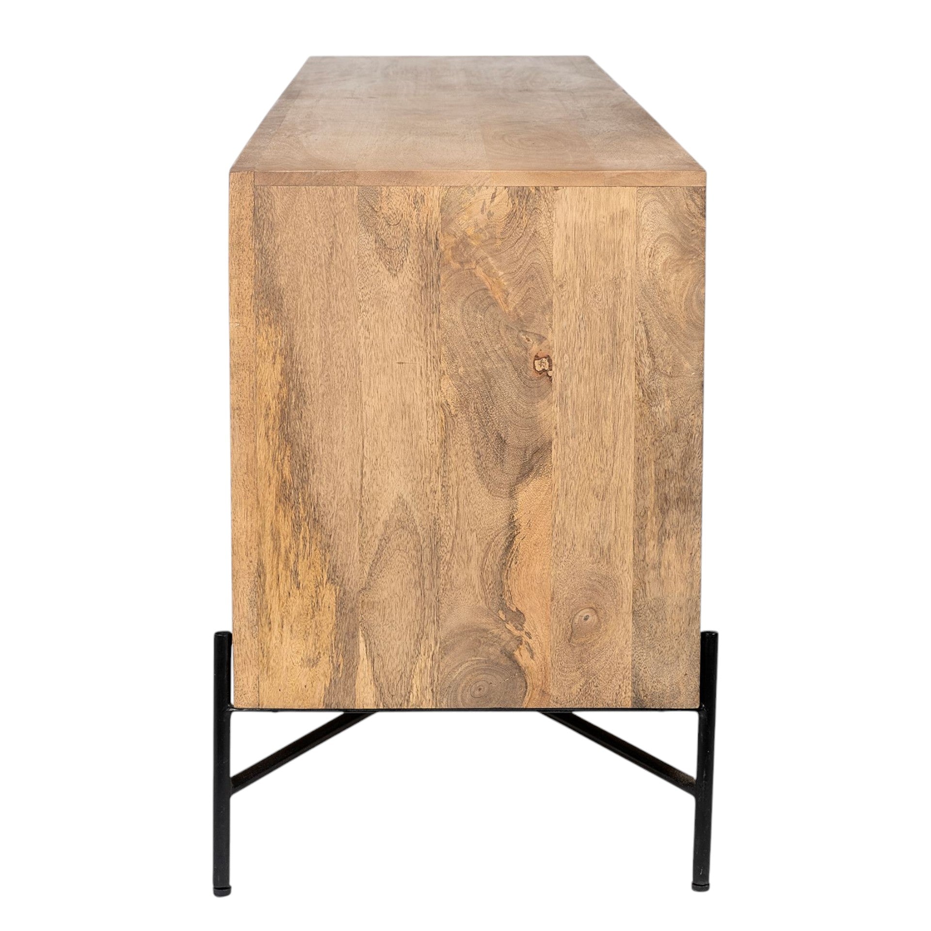 78" Brown Geometric Carved Coastal Buffet