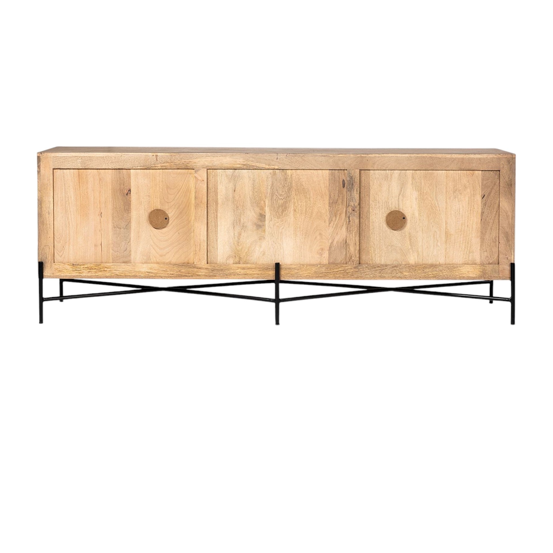78" Brown Geometric Carved Coastal Buffet