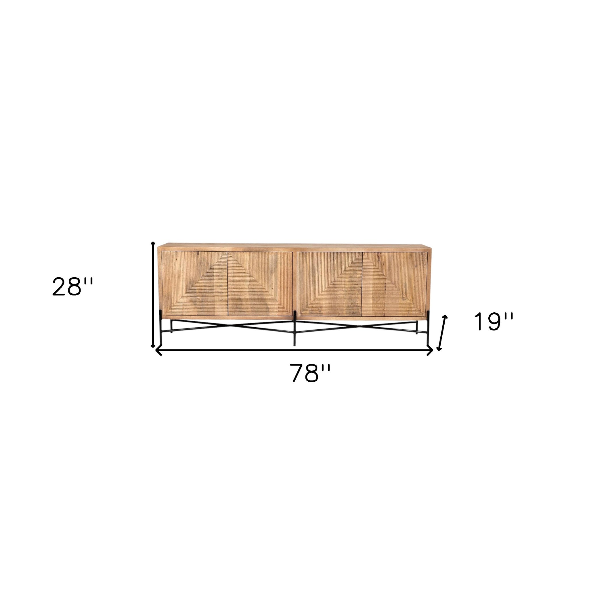 78" Brown Geometric Carved Coastal Buffet
