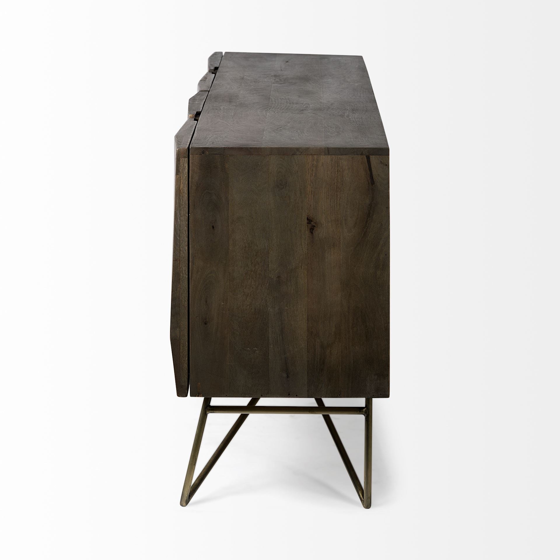 80" Dark Brown Jagged Wood Buffet