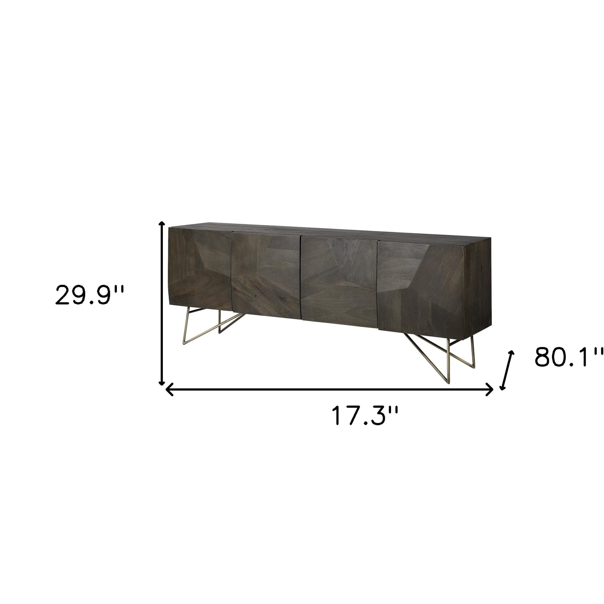 80" Dark Brown Jagged Wood Buffet