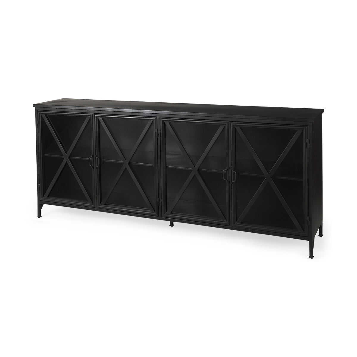 79" Black Cross Iron Sideboard