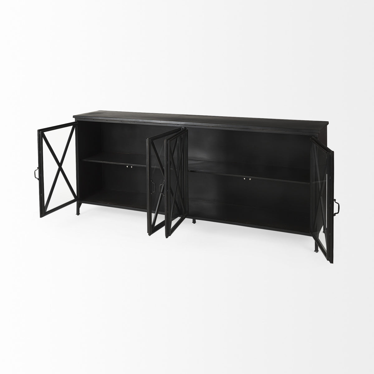 79" Black Cross Iron Sideboard