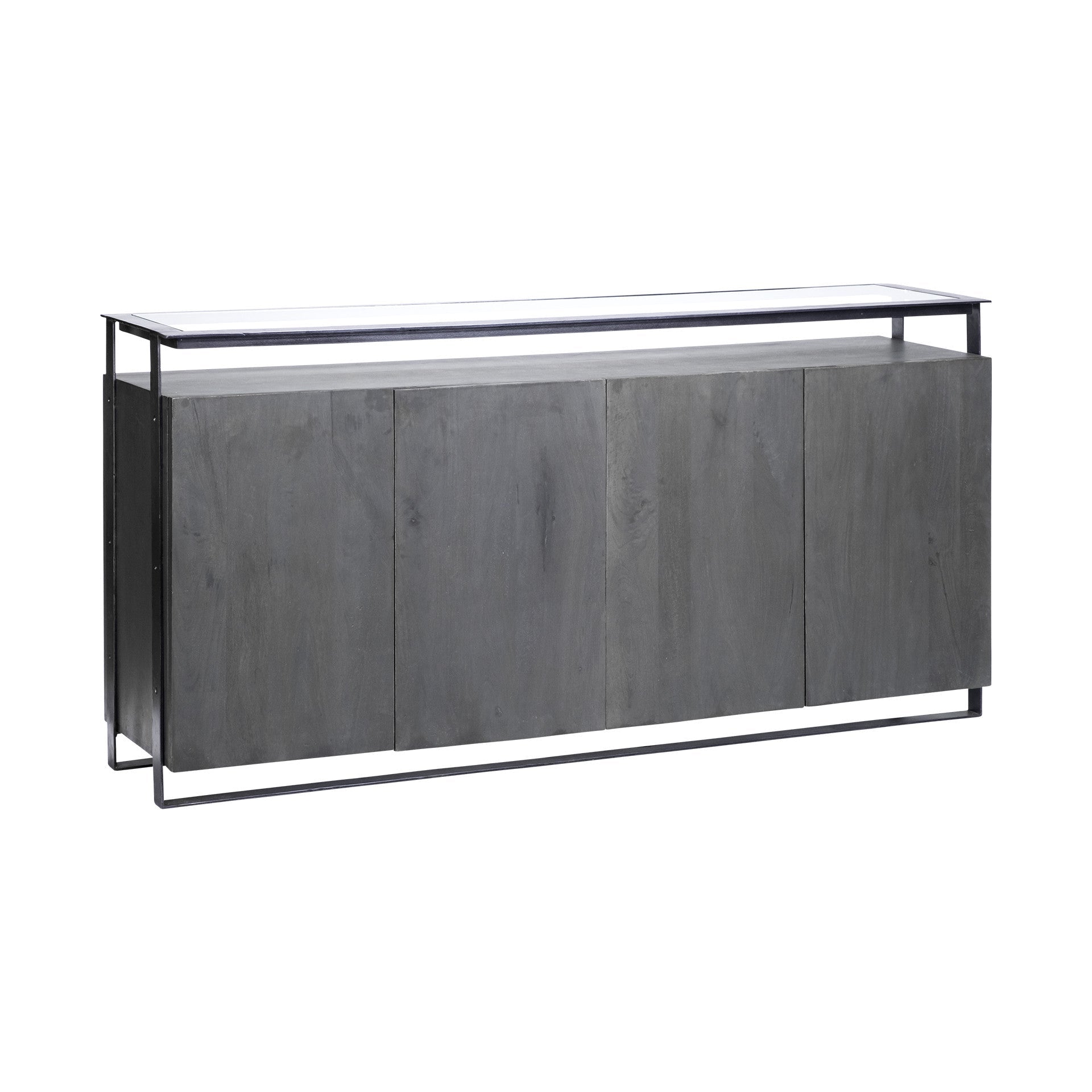 72" Black And Gray Contemporary Wood Sideboard