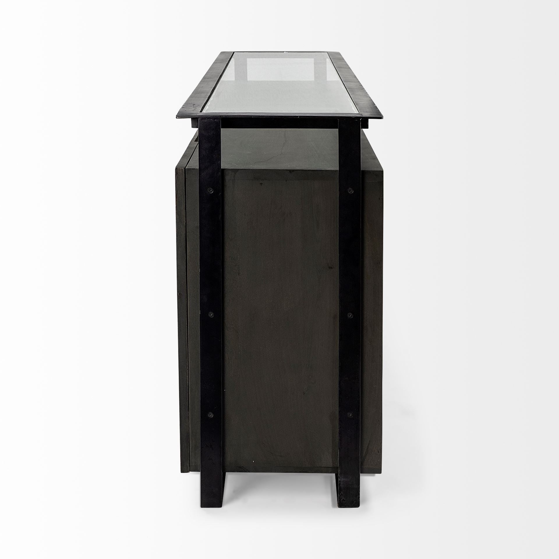 72" Black And Gray Contemporary Wood Sideboard