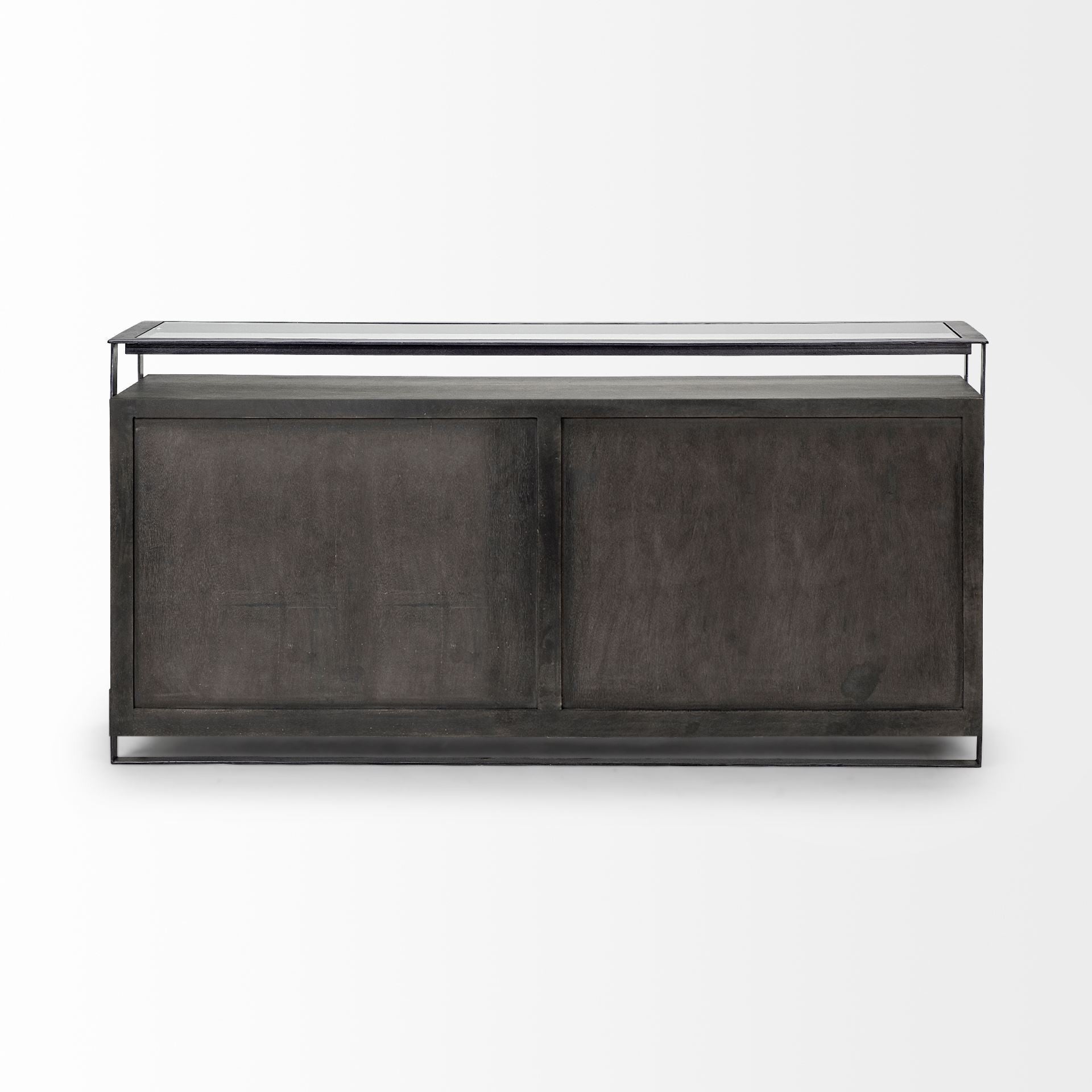 72" Black And Gray Contemporary Wood Sideboard