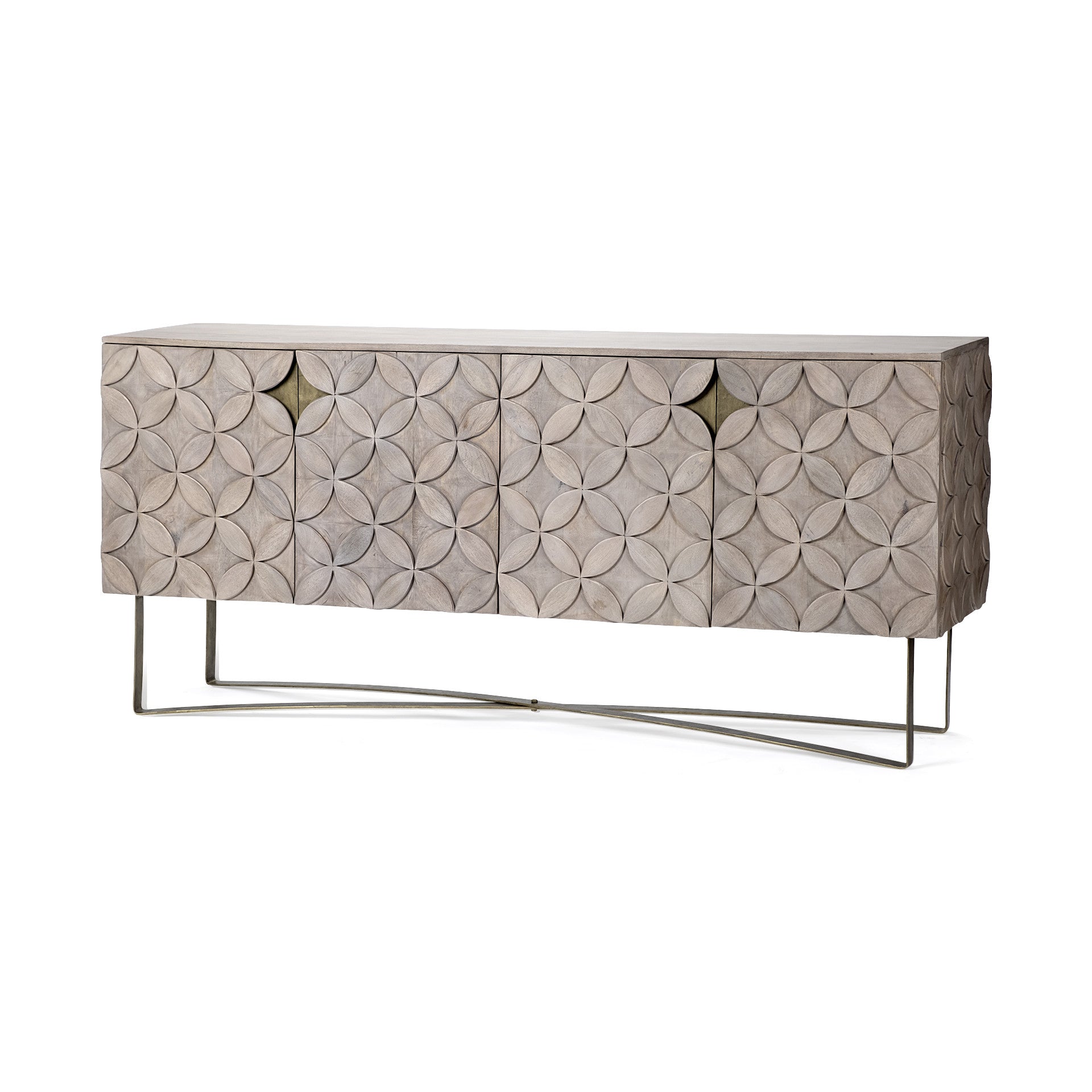 72" Light Brown Wood Deco Sideboard