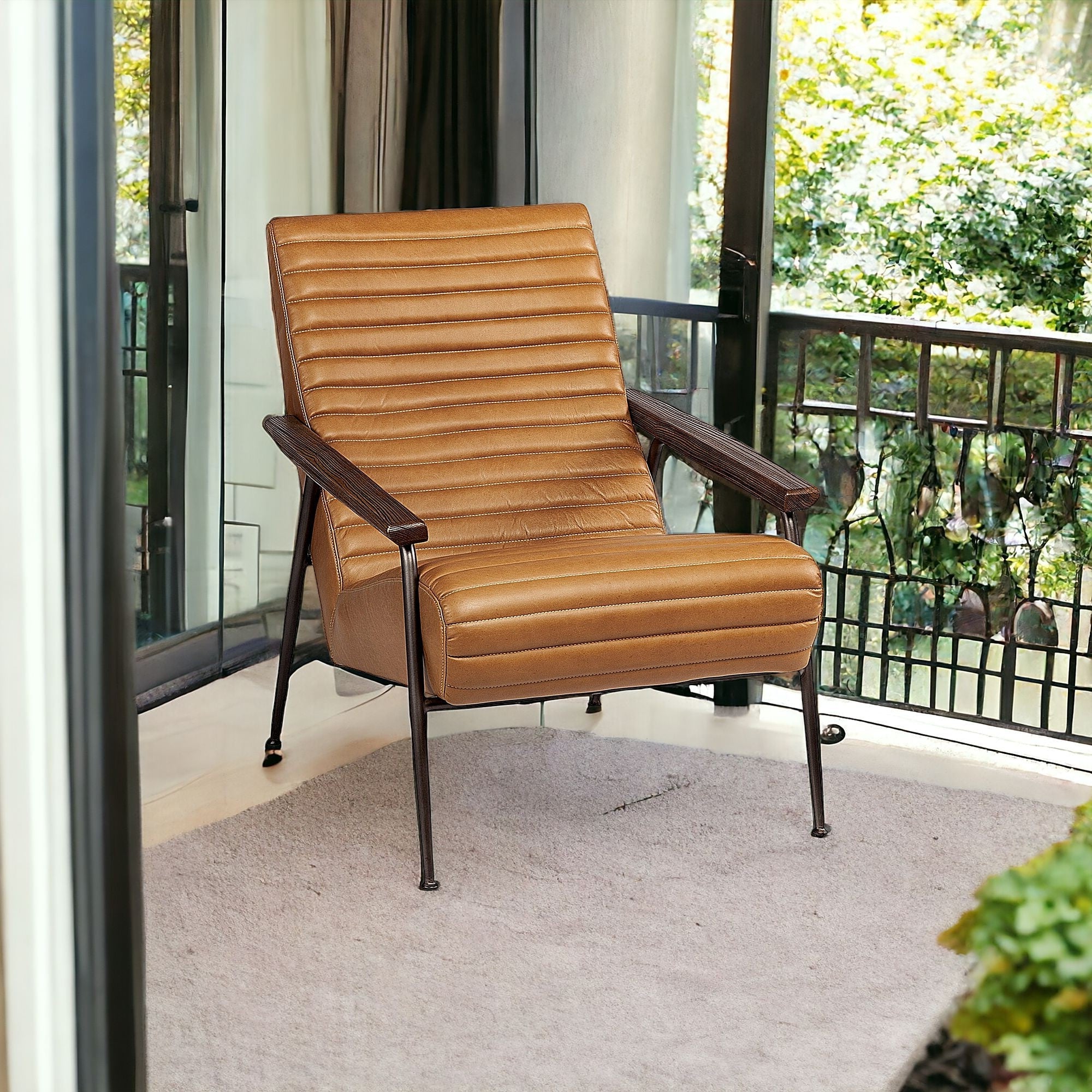37" Horizontal Tufted Faux Leather Chair