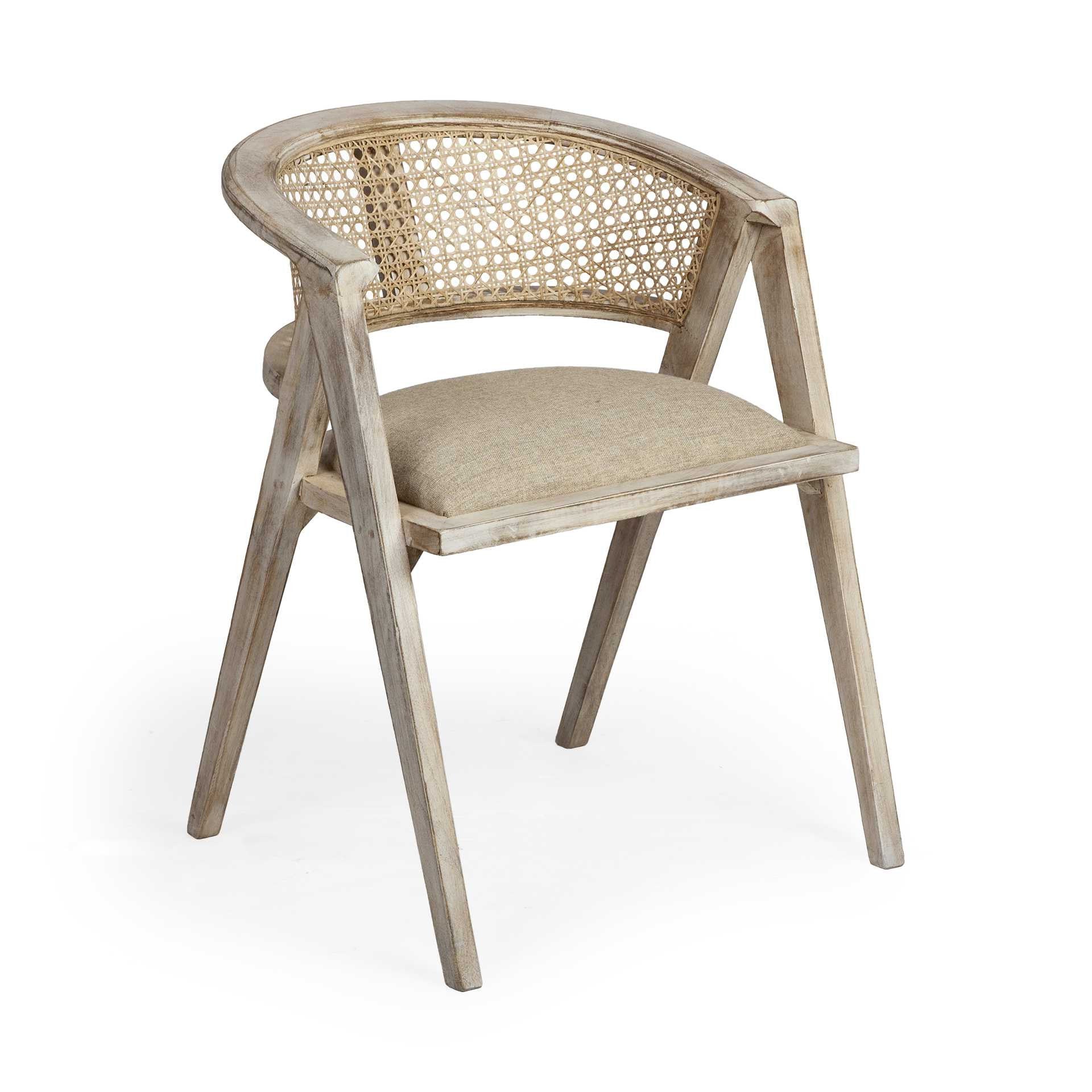 22" Coastal Rattan Barrel Dining Chair