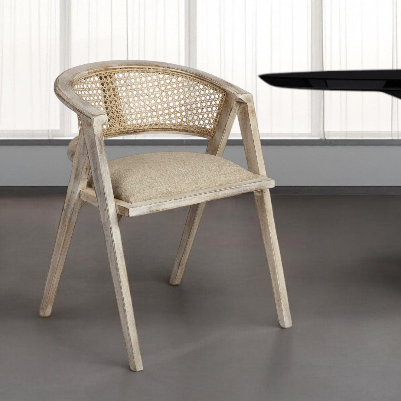 22" Coastal Rattan Barrel Dining Chair