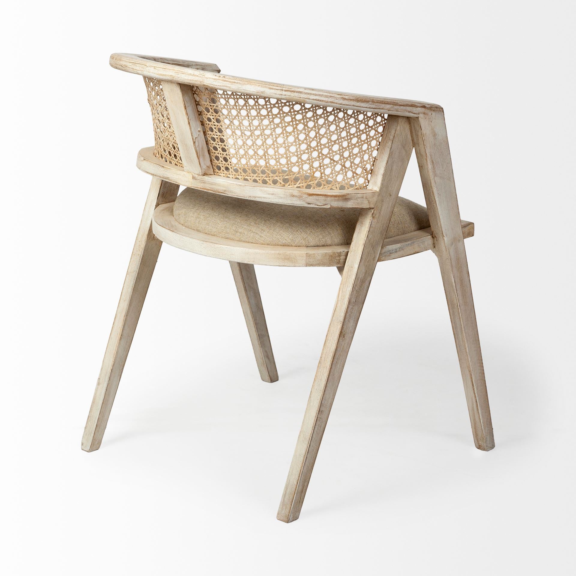 22" Coastal Rattan Barrel Dining Chair