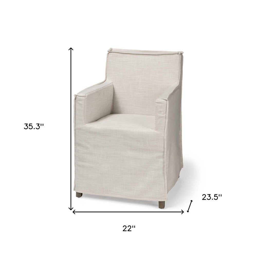 24" Cream Slipcovered Dining Armchair