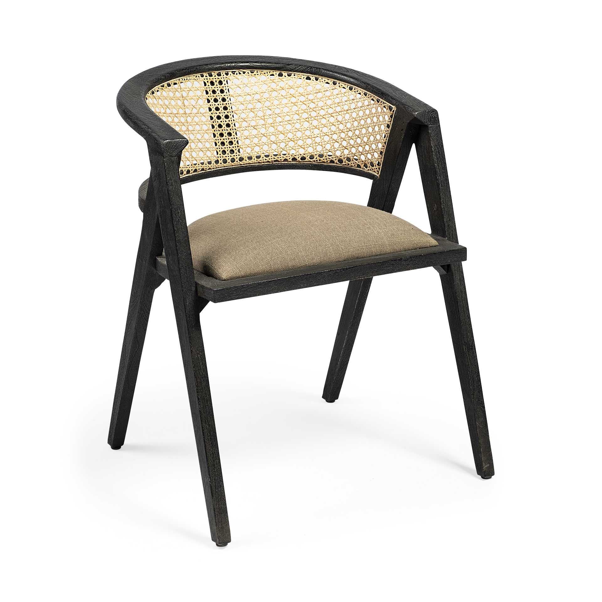 22" Coastal Rattan Barrel Dining Chair