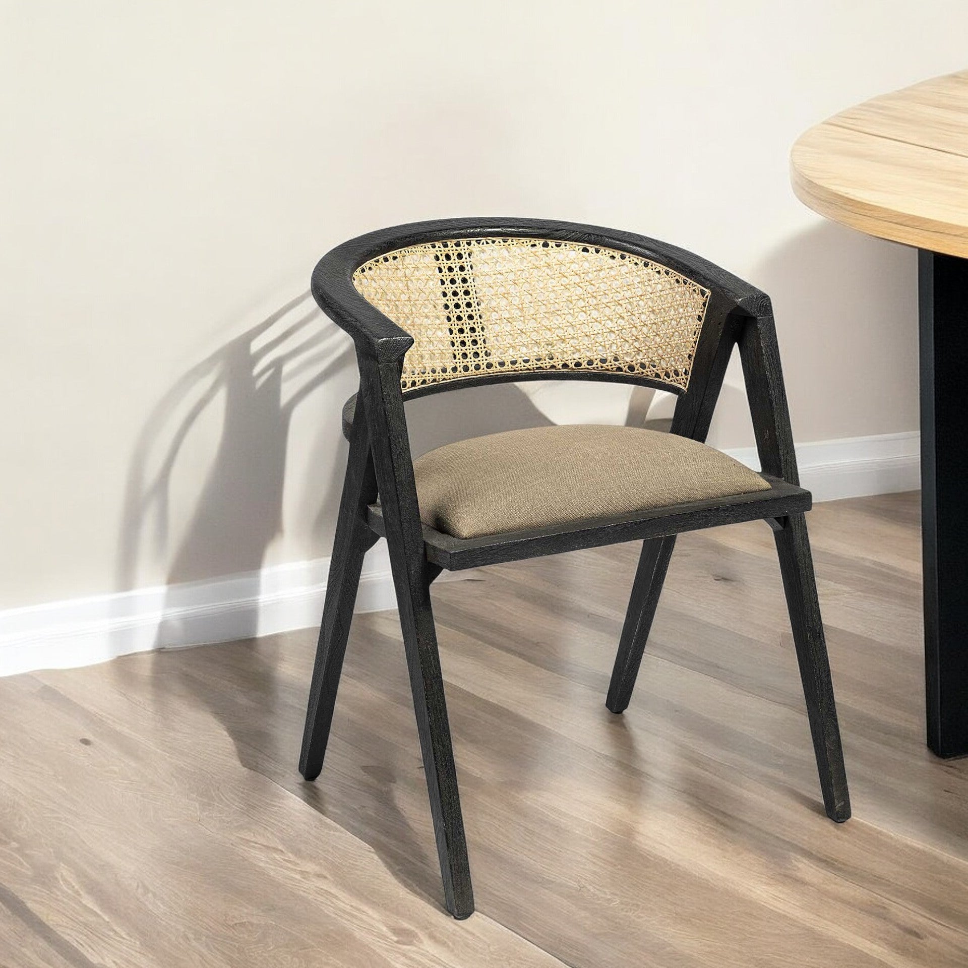 22" Coastal Rattan Barrel Dining Chair