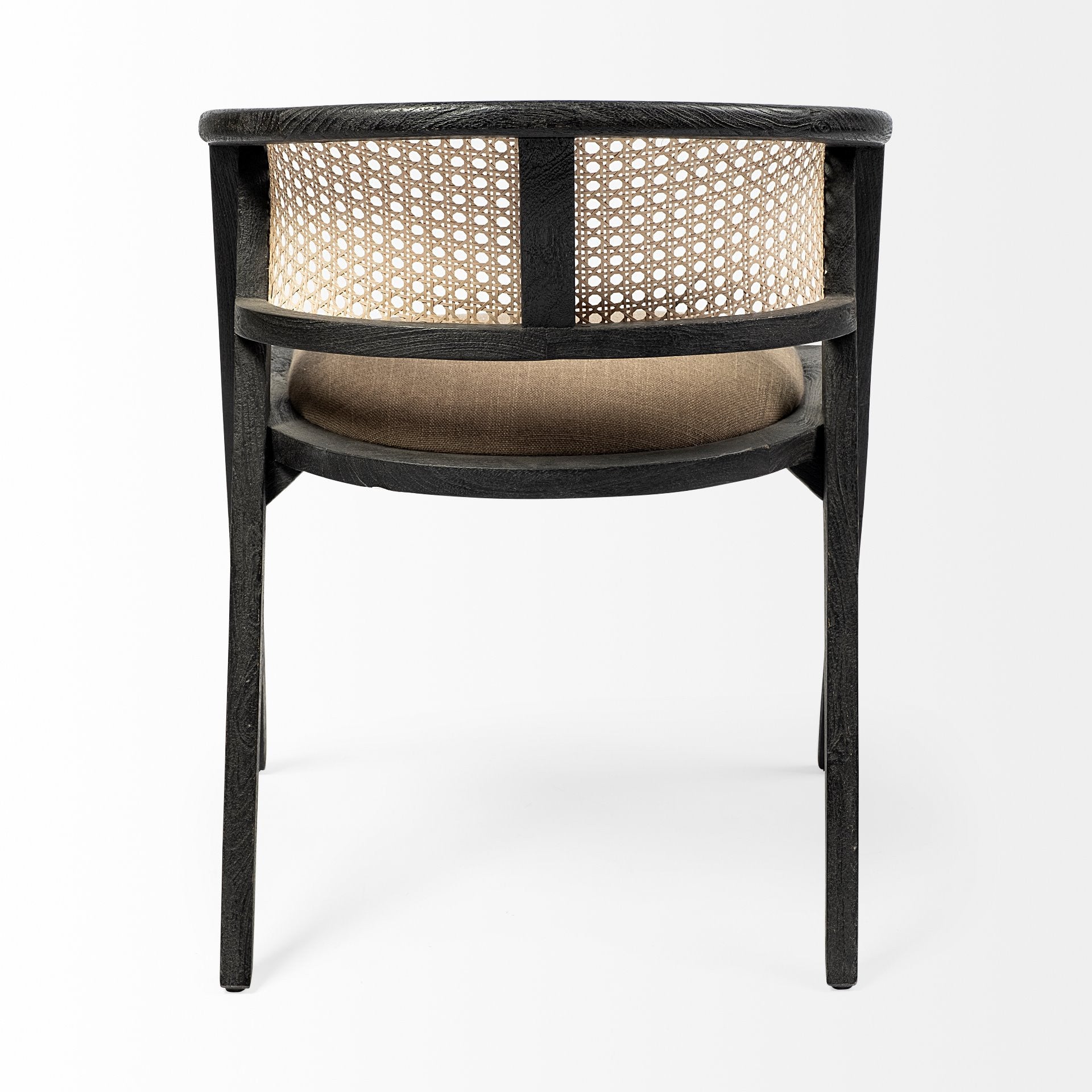 22" Coastal Rattan Barrel Dining Chair