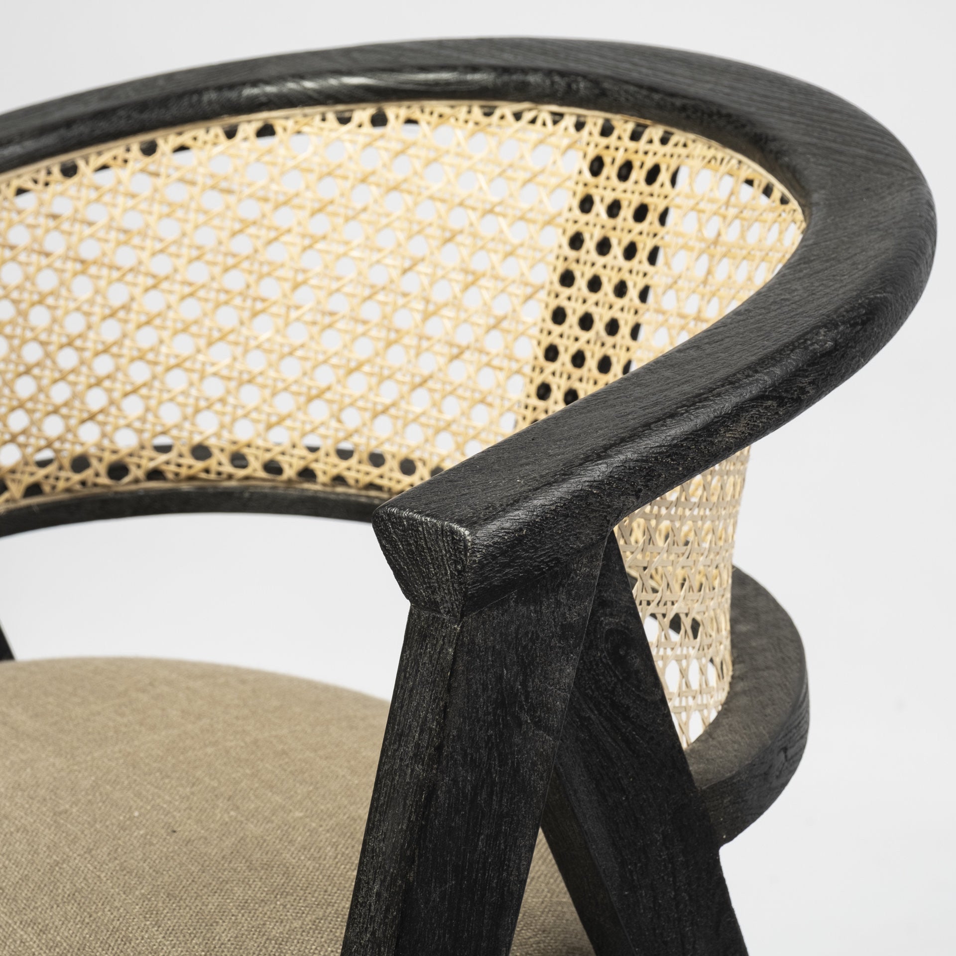 22" Coastal Rattan Barrel Dining Chair