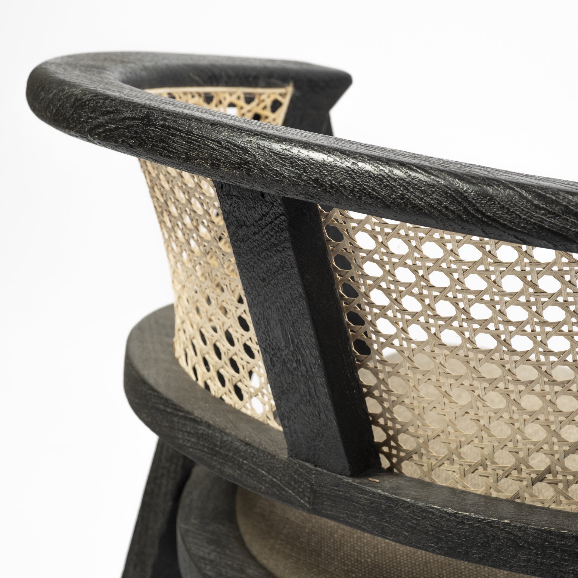 22" Coastal Rattan Barrel Dining Chair